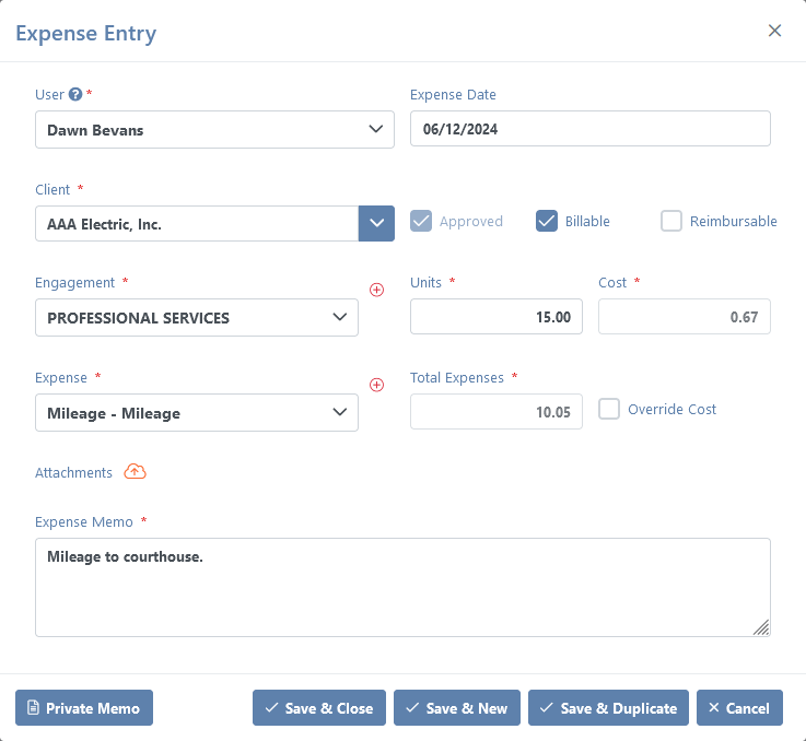 Expense Entry