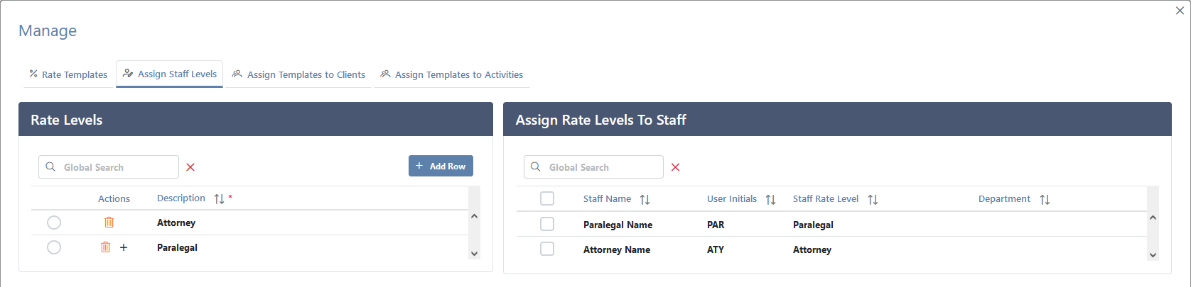 Assign Staff Levels