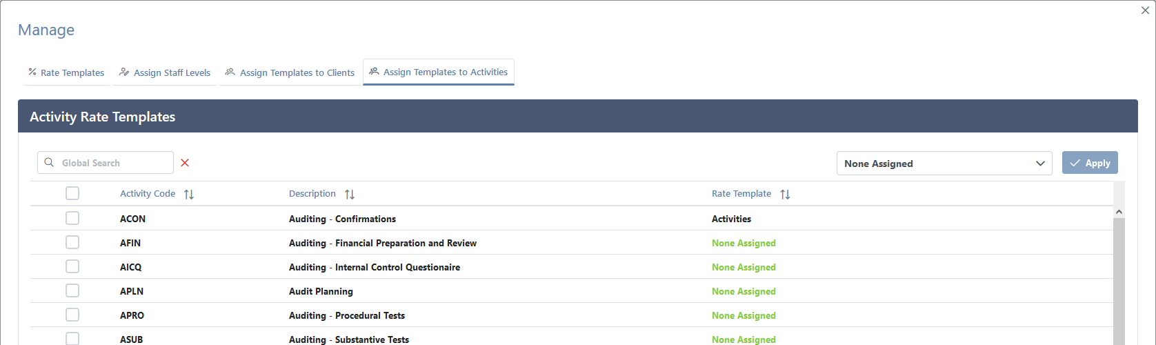 Assign Templates to Activities