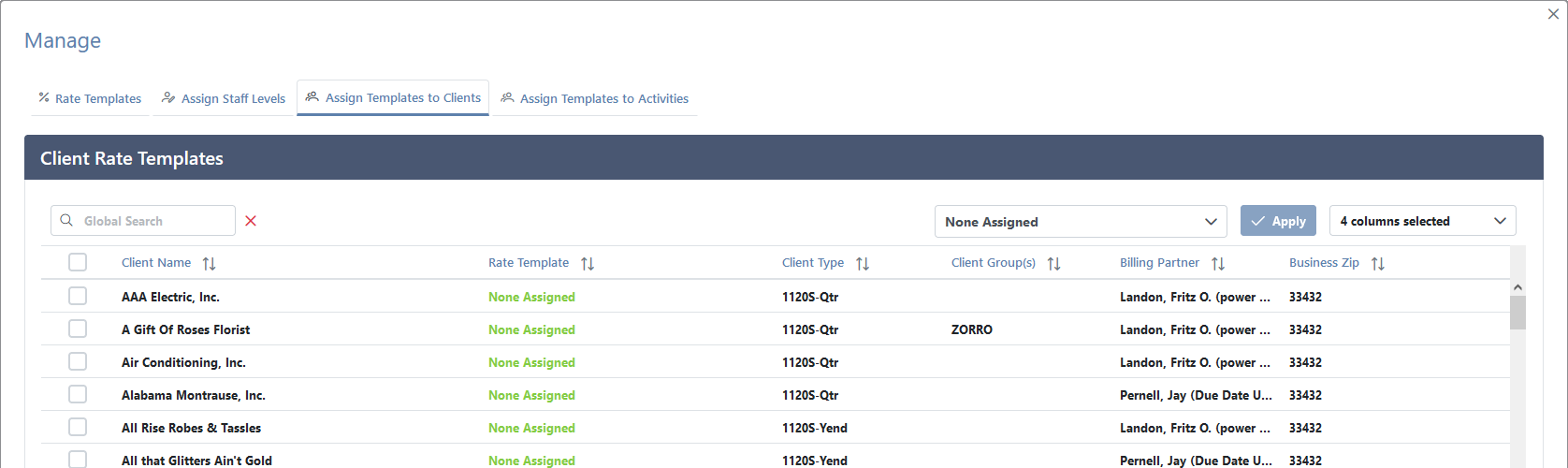 Assign Templates to Clients
