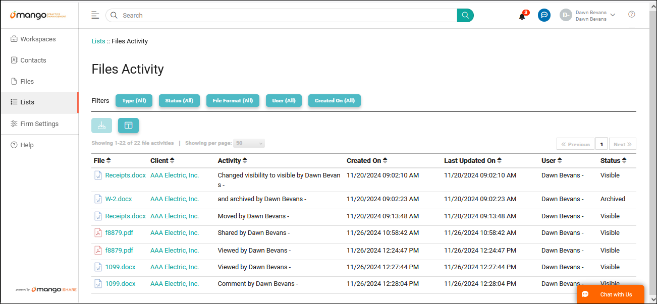 Files Activity